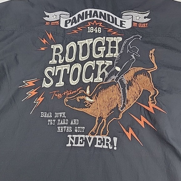 Panhandle Rough Stock Cotton Pearl Snap Shirt Mens 2xl‎ Black Embroidered - Picture 1 of 8
